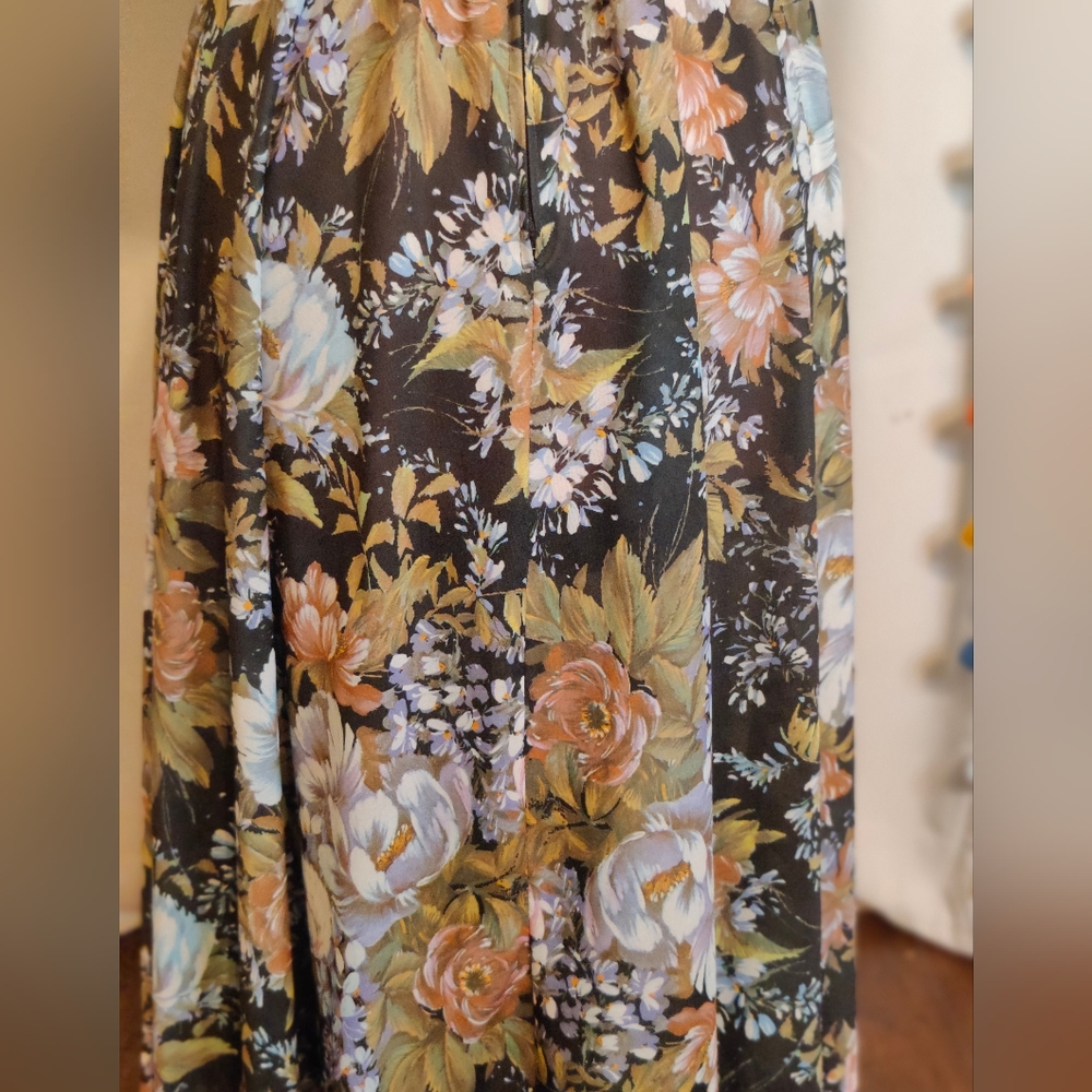 Vintage romantic roses Cape Top 70s Moody midi dress Winter Perfect Modest   S/M - Picture 6 of 10